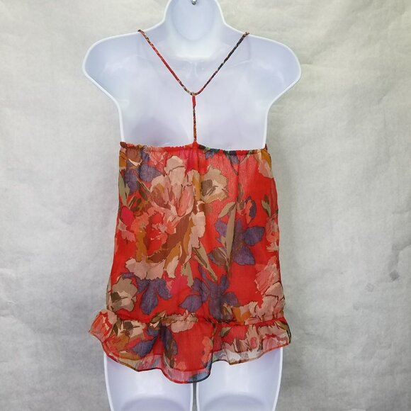 Abercrombie & Fitch Camisole Women's XS Red Floral Beaded Tank Top String A&F - Picture 7 of 14